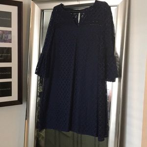Navy blue lace shift dress
